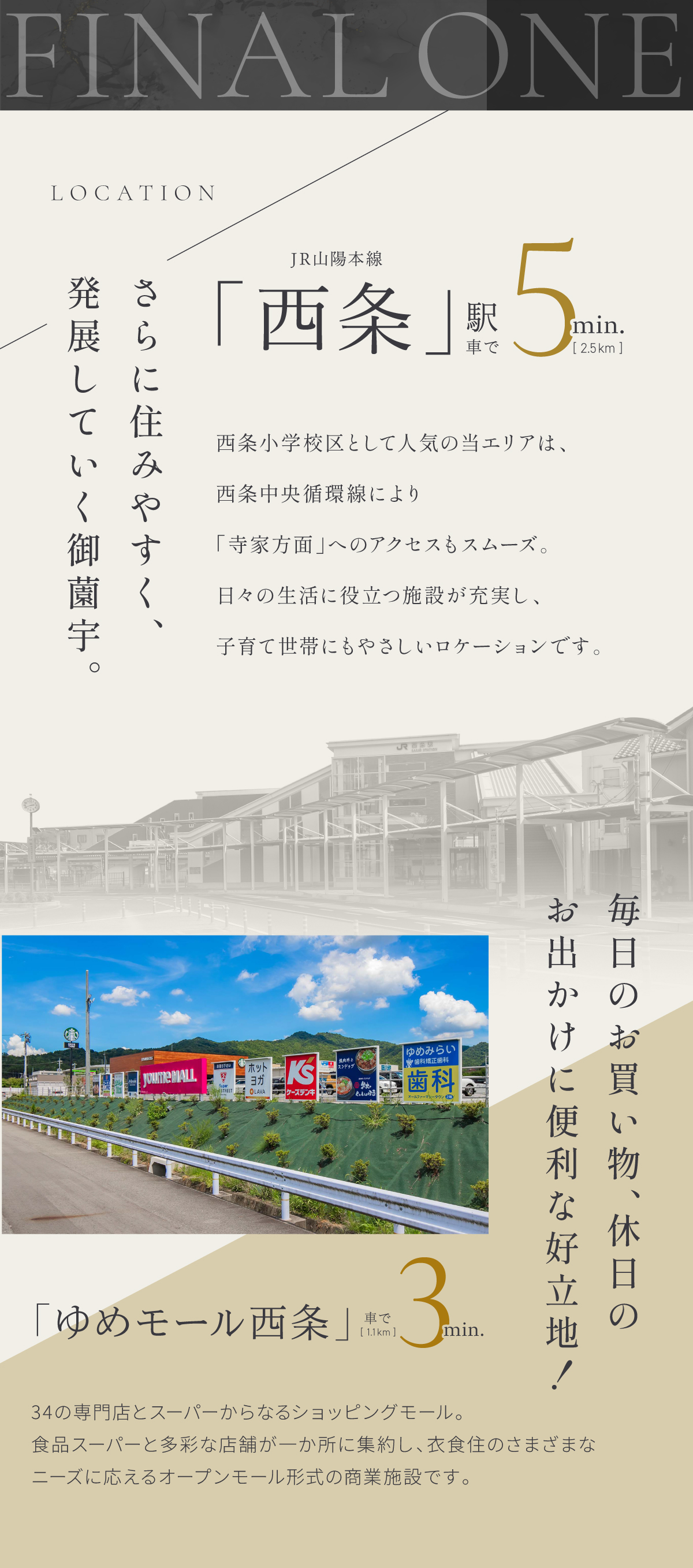 西条駅まで車で5分！375線すぐ＆西条中央循環線沿いの快適立地。寺家エリアへのアクセスもスムーズ！