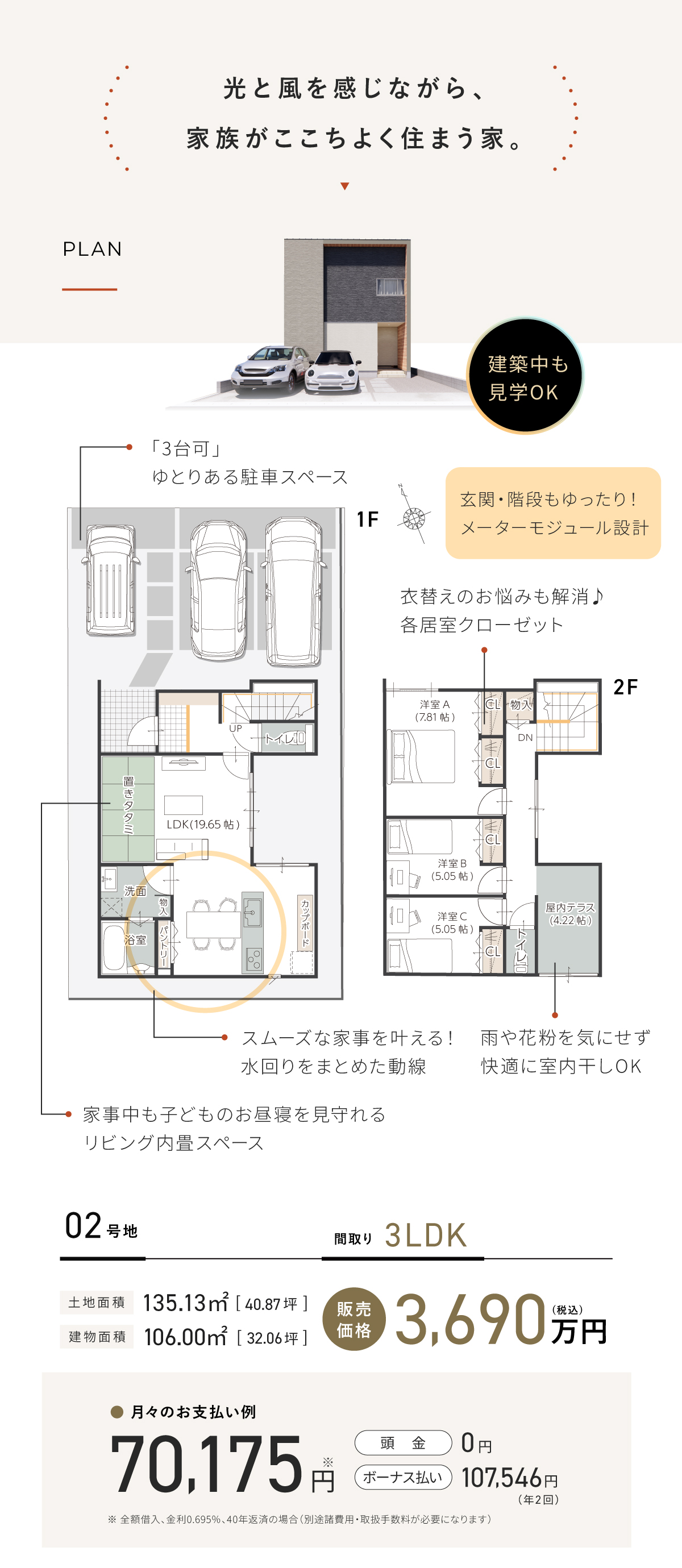 2号地｜月々7万円～｜間取り