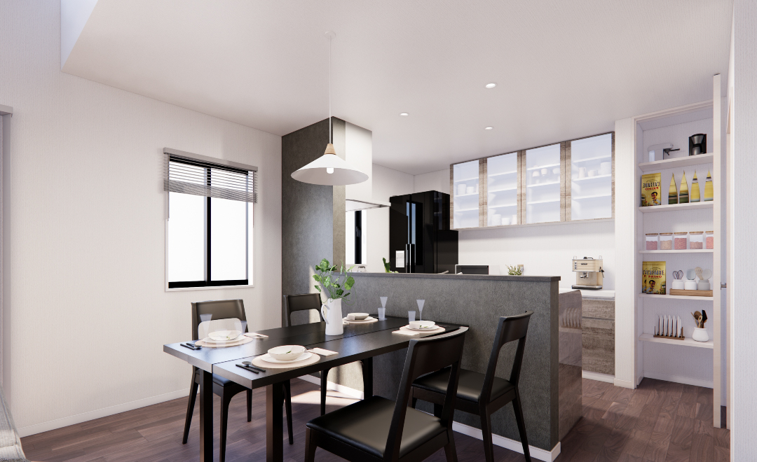 パントリー付きで便利なキッチン